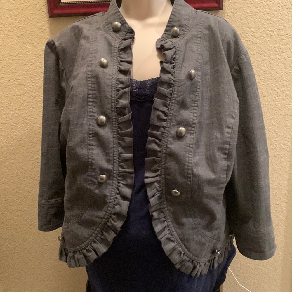 Women's Gray Ruffled Jacket